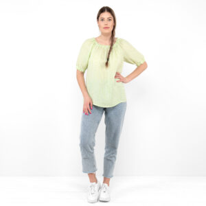 linen checked blouse, full view.