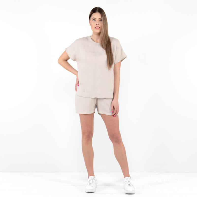 beige linen blouse.