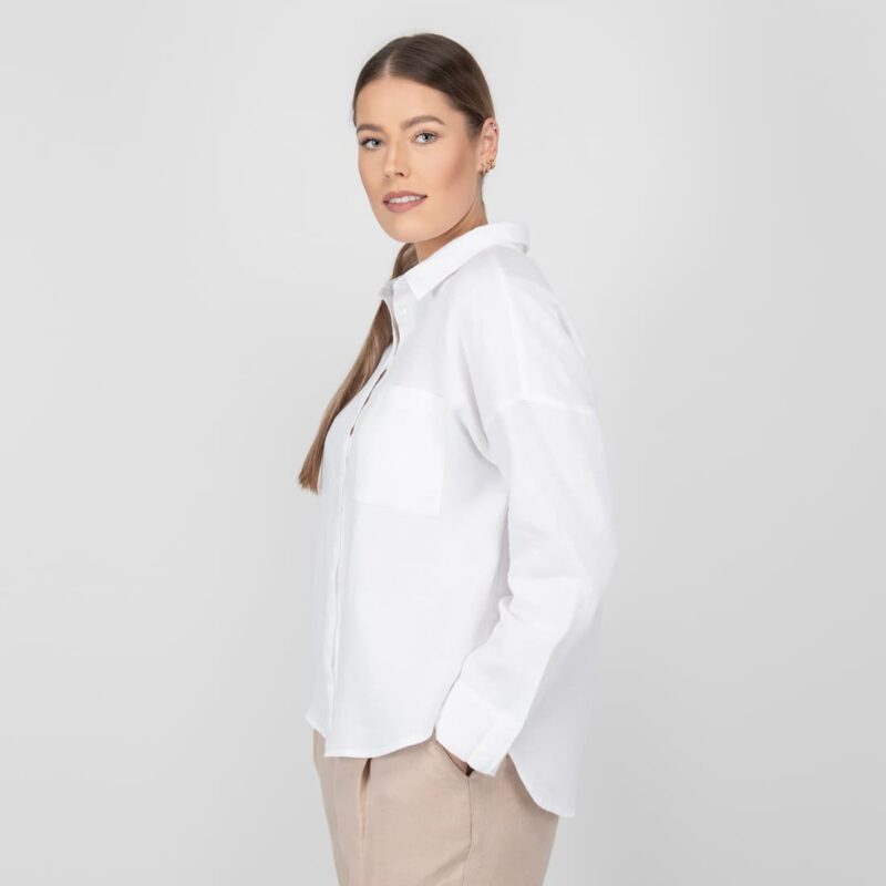 white linen shirt blouse, long sleeves