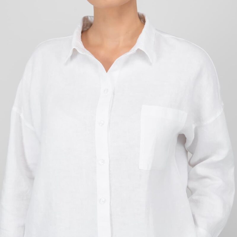 white linen shirt blouse, with button closure