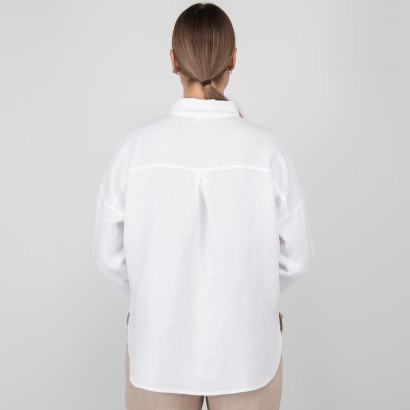 white linen shirt blouse from backside