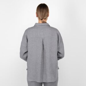grey linen blouse shirt from backside
