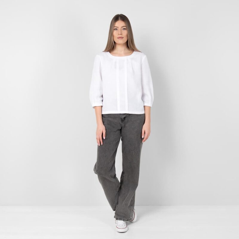 White linen blouse with pleats