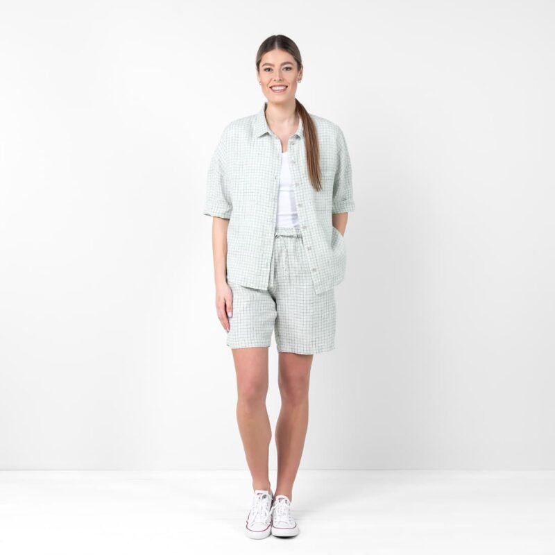 Linen greenish checked shirt