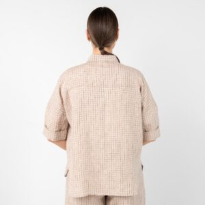 Linen brownish checked shirt, oversized fit
