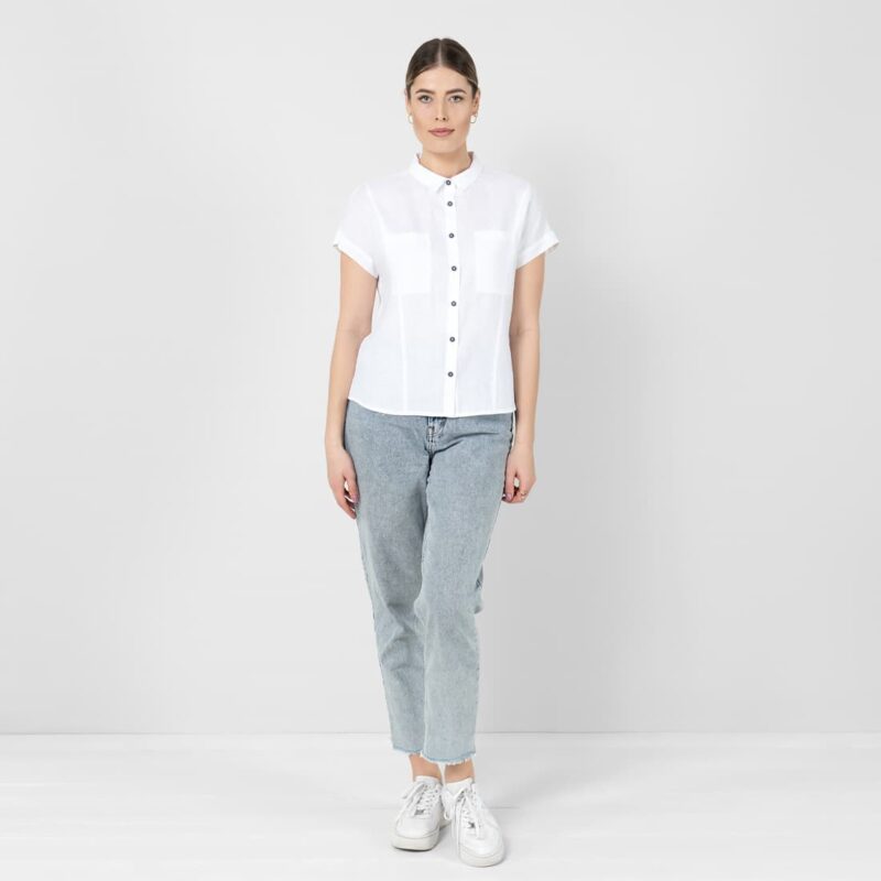Optical white linen shirt, 100% linen