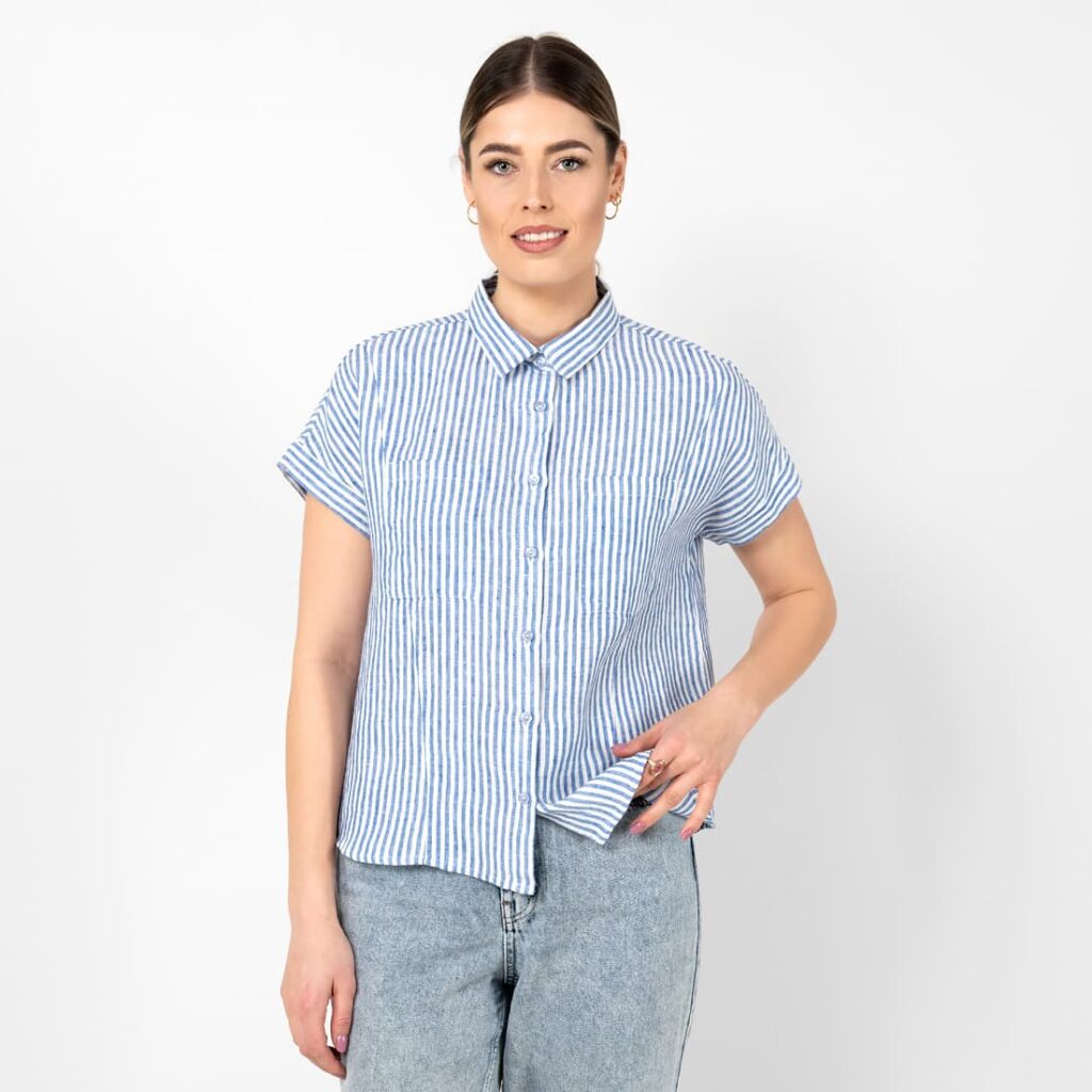 Striped blue white linen shirt