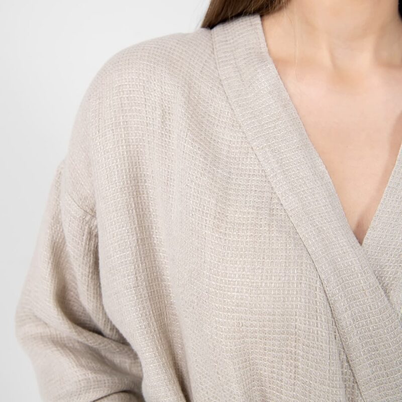 Natural linen bathrobe
