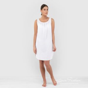 BAHAMA Nocna koszulka biała 8 BAHAMA white linen nightgown knee lenght