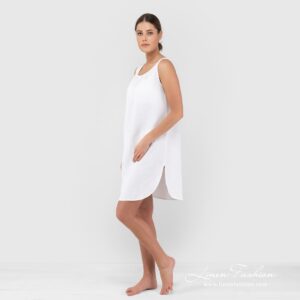 BAHAMA Nocna koszulka biała 9 BAHAMA white linen nightgown oval slits