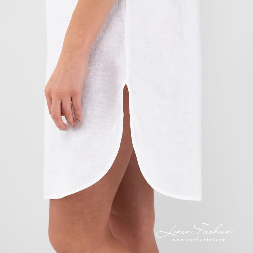 BAHAMA Nocna koszulka biała 5 BAHAMA white linen nightgown slits on the sides