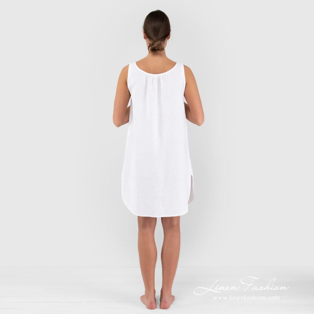BAHAMA Nocna koszulka biała 6 BAHAMA white linen nightgown back side