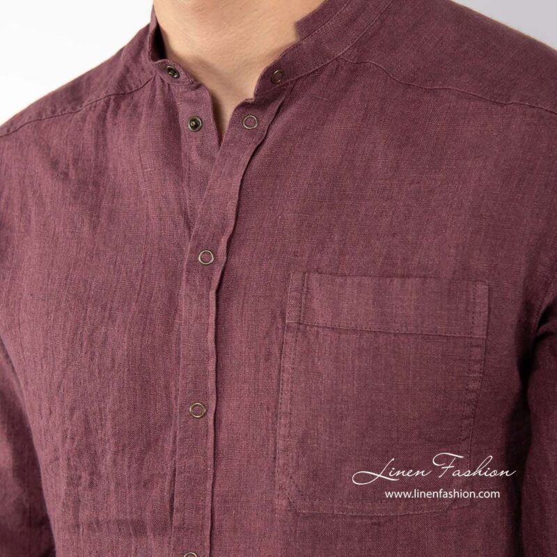 ANDY cherry linen shirt pocket