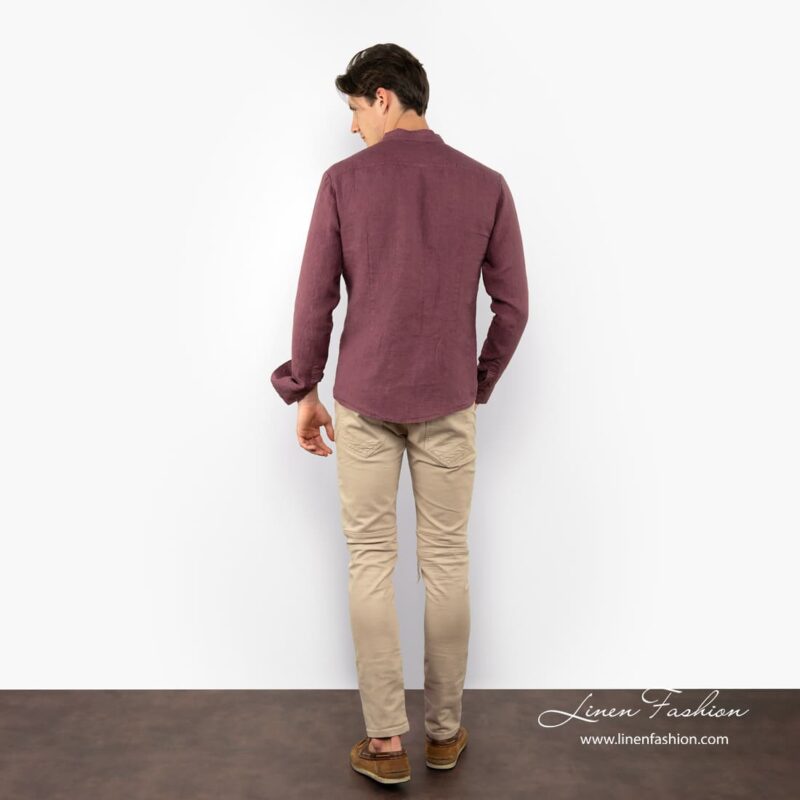 ANDY cherry linen shirt from back side