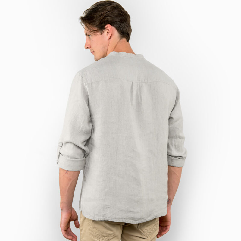 Grey men's linen shirt, backside