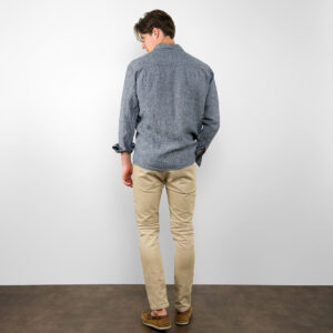 LONGO Koszula granatowa 10 Dark blue linen men's shirt, backside