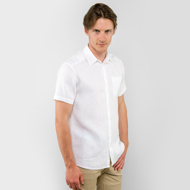 Optical white linen men's shirt