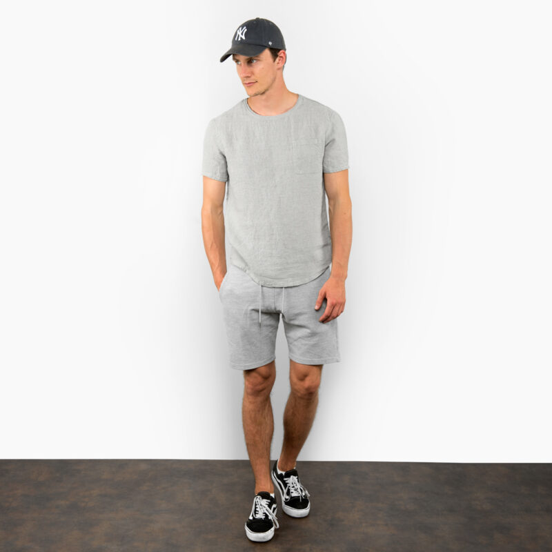 Simple grey linen men's shirt, full view
