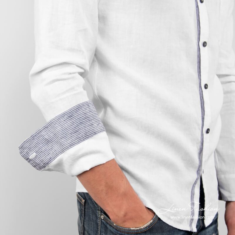 SAN MARINO white linen shirt sleeves