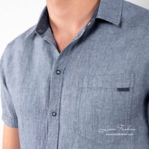 CORTO bluish linen shirt pocket