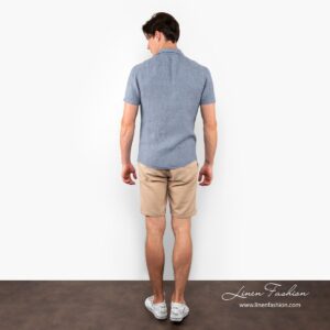 CORTO bluish linen shirt back side