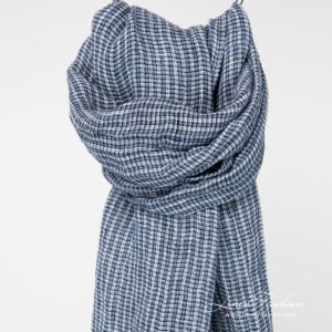 Linen blue ivory scarf
