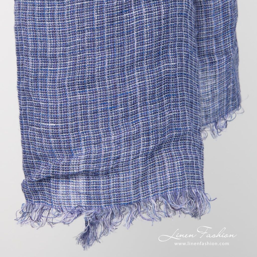 LOTTO MINI Szalik fioletowy 3 Linen violet scarf fringes
