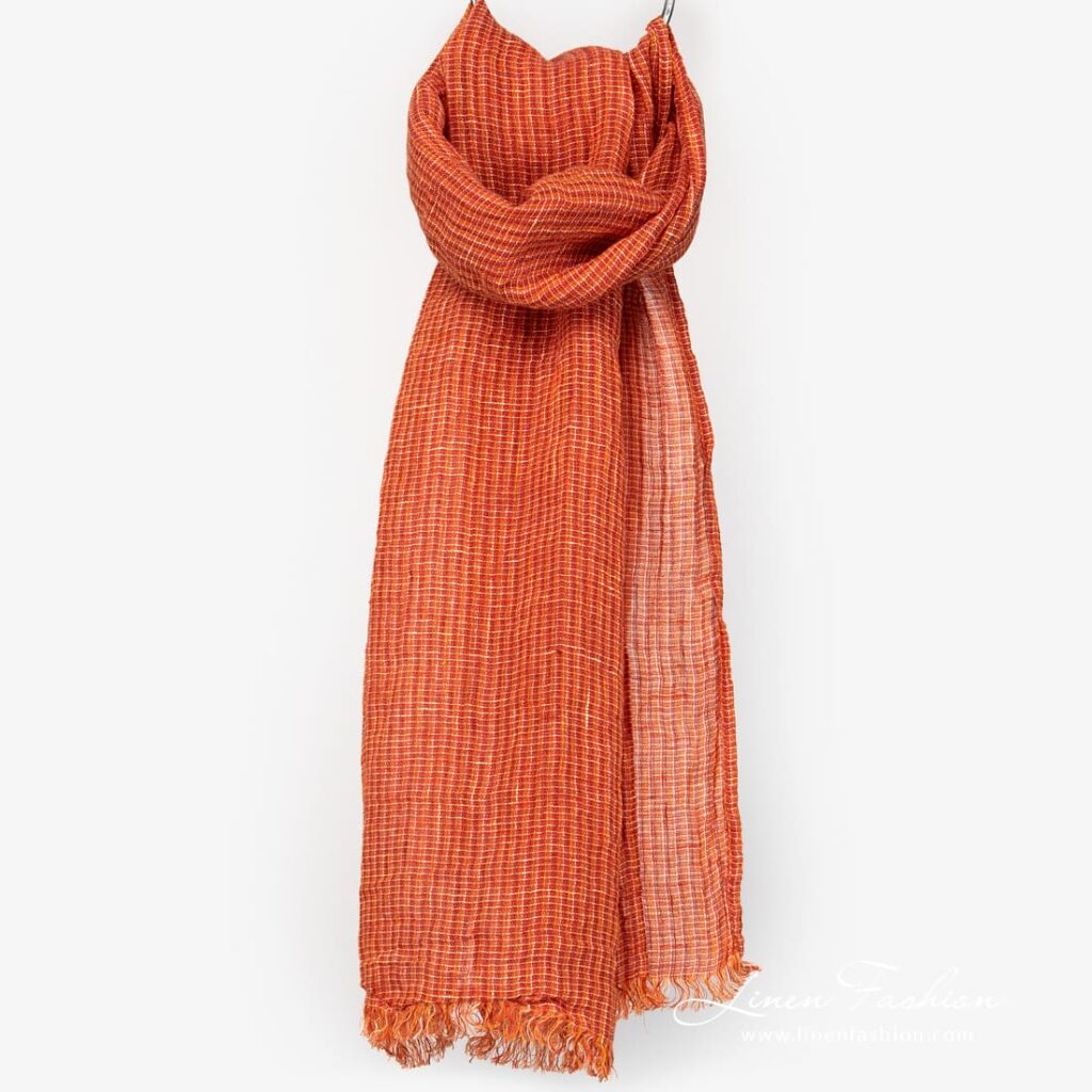 LOTTO MINI Szalik pomarańczowy 2 Linen ginger orange scarf full size