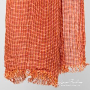 LOTTO MINI Szalik pomarańczowy 6 Linen ginger orange scarf fringes