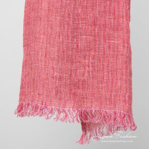 LOTTO MINI Szalik różowy 6 Pink linen scarf fringes