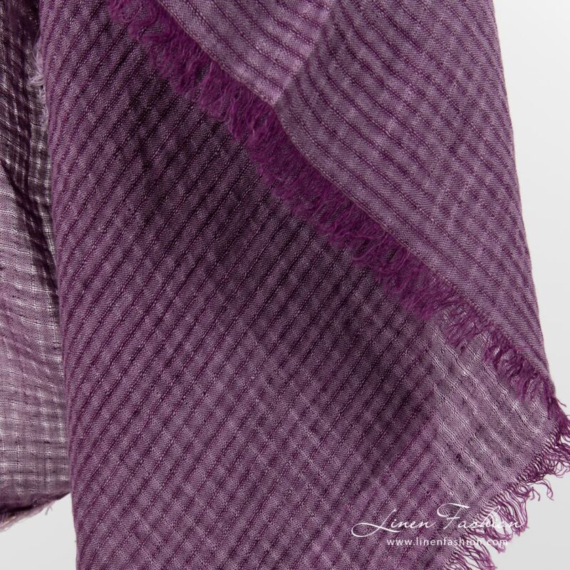 MARE violet linen scarf with fringes
