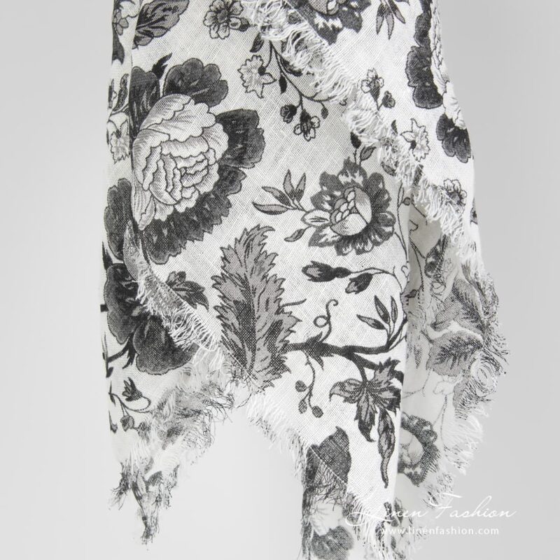 100% linen black scarf.