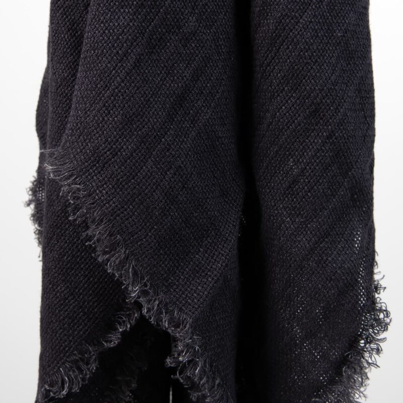 black linen scarf, with fringes