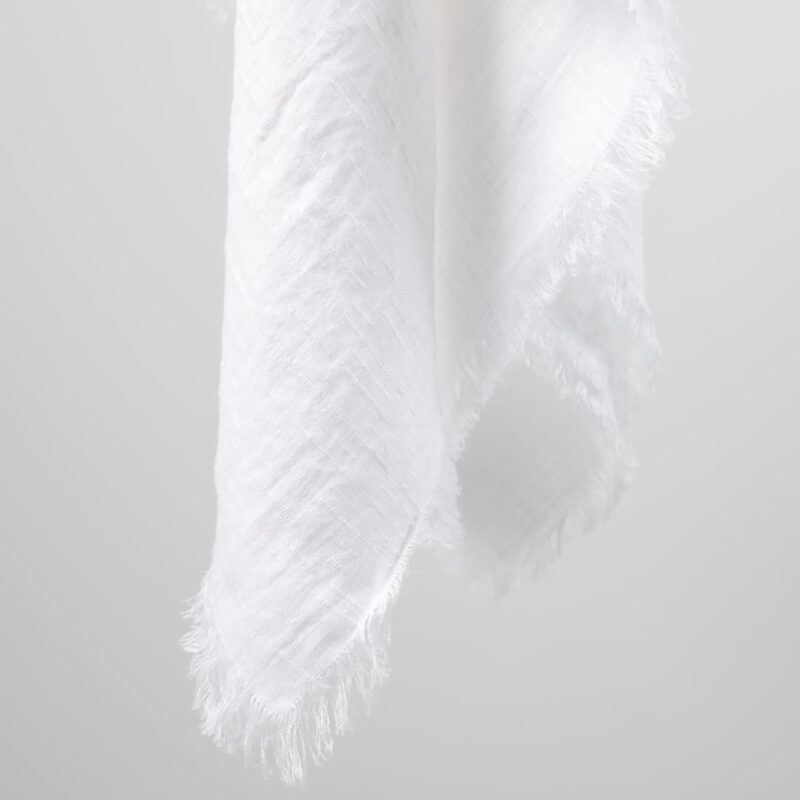 white linen scarf, with fringes