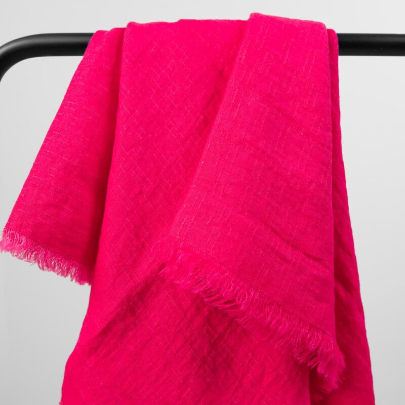 fuchsia linen scarf, washed