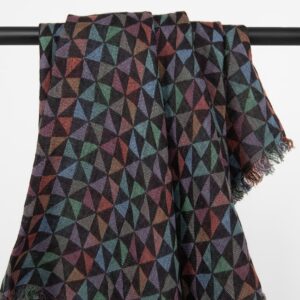Multicolour linen scarf, geometric pattern