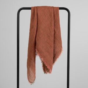Green red linen scarf