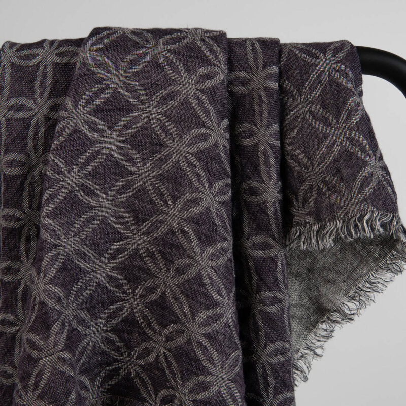 Violet black linen scarf, 100% linen