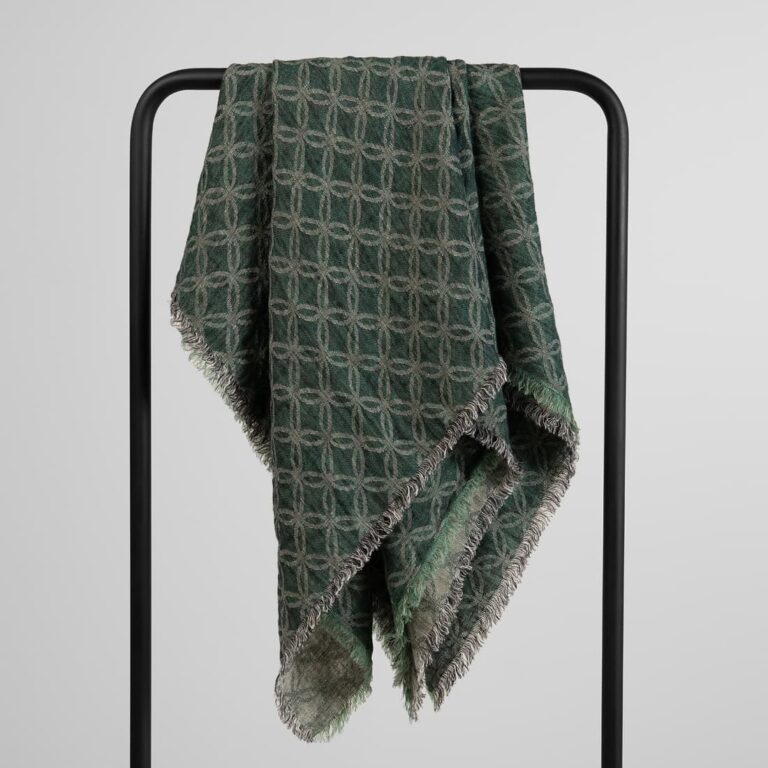 Green black linen scarf