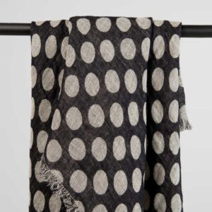 Natural and black linen scarf, jacquard