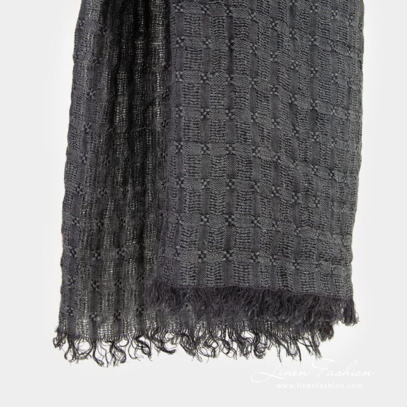 GALAXY grey linen shawl with fringes