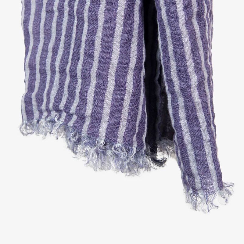 LINDA royal violet linen shawl with fringes
