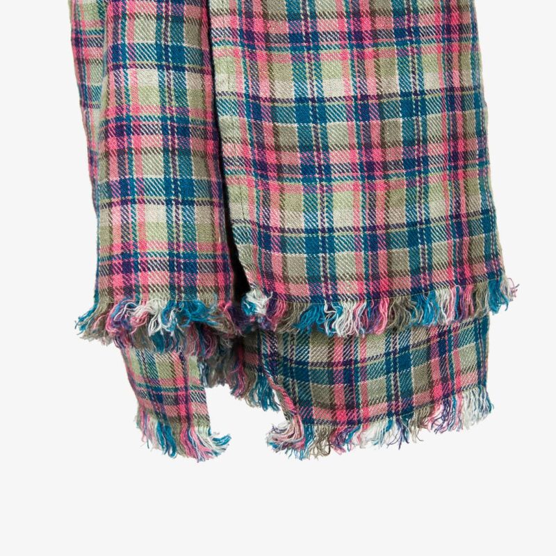 FORUM multicolored checked linen shawl with fringes