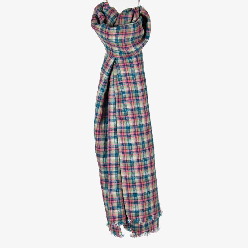 FORUM multicolored checked linen shawl