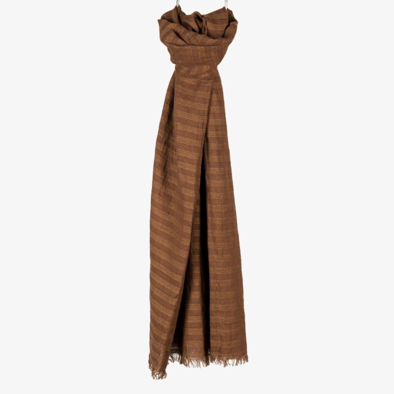 MEINO striped brown linen shawl
