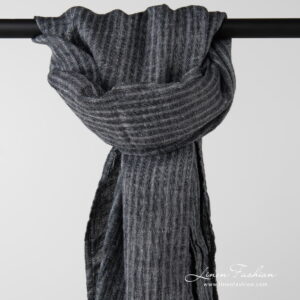 striped black shawl in washed linen.