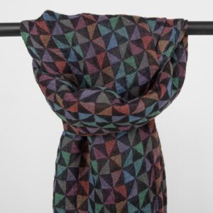 Multicolour linen shawl geometric pattern