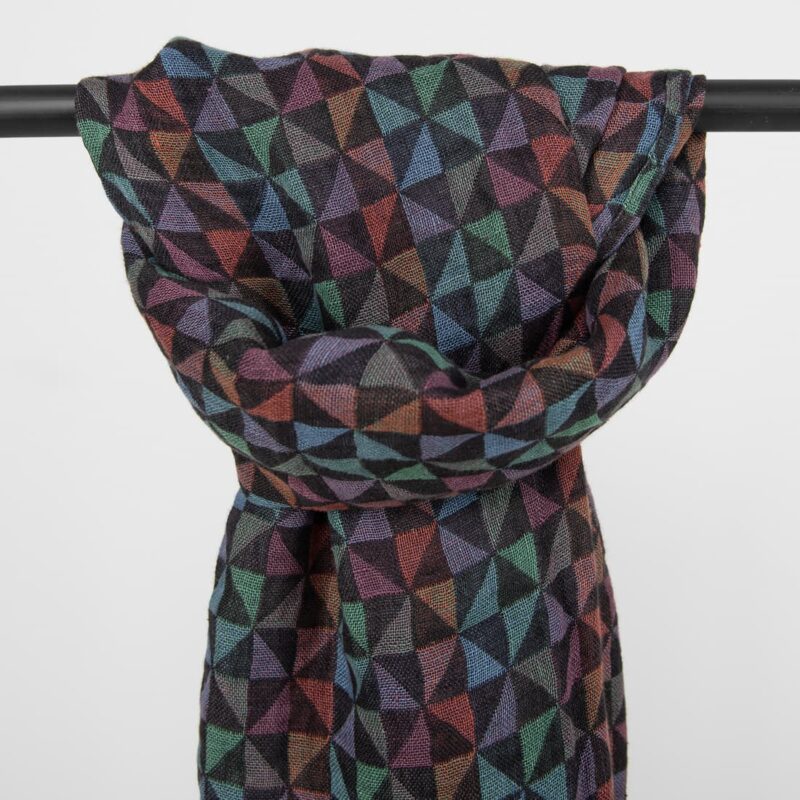 Multicolour linen shawl geometric pattern