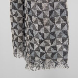 Grey linen shawl with fringe on ends