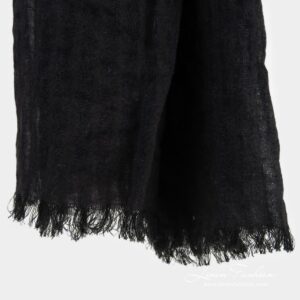 COPEN black linen shawl with fringes